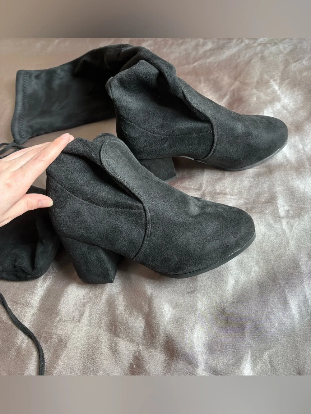 Shein Black Over-the-Knee Block Heel Boots